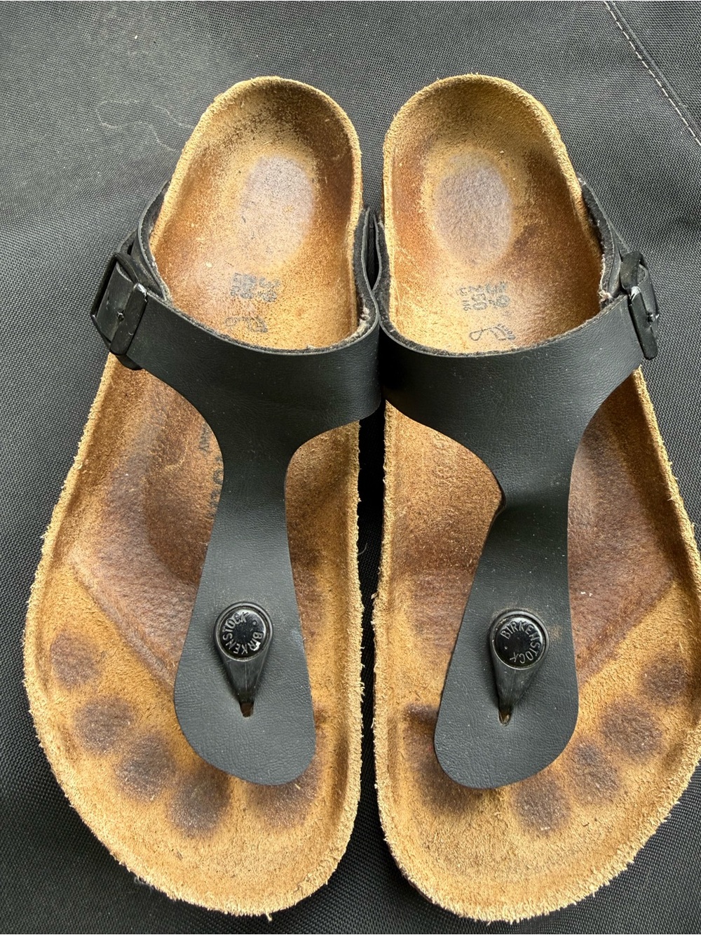 Birkenstock Black Gizeh Birko-Flor Size 39 Regular Wide